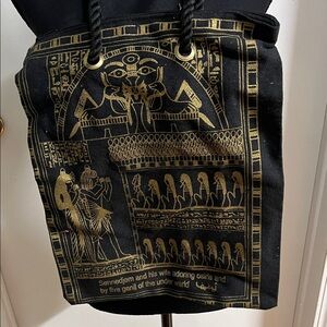Black and Gold Egyptian Themed Tote Bag